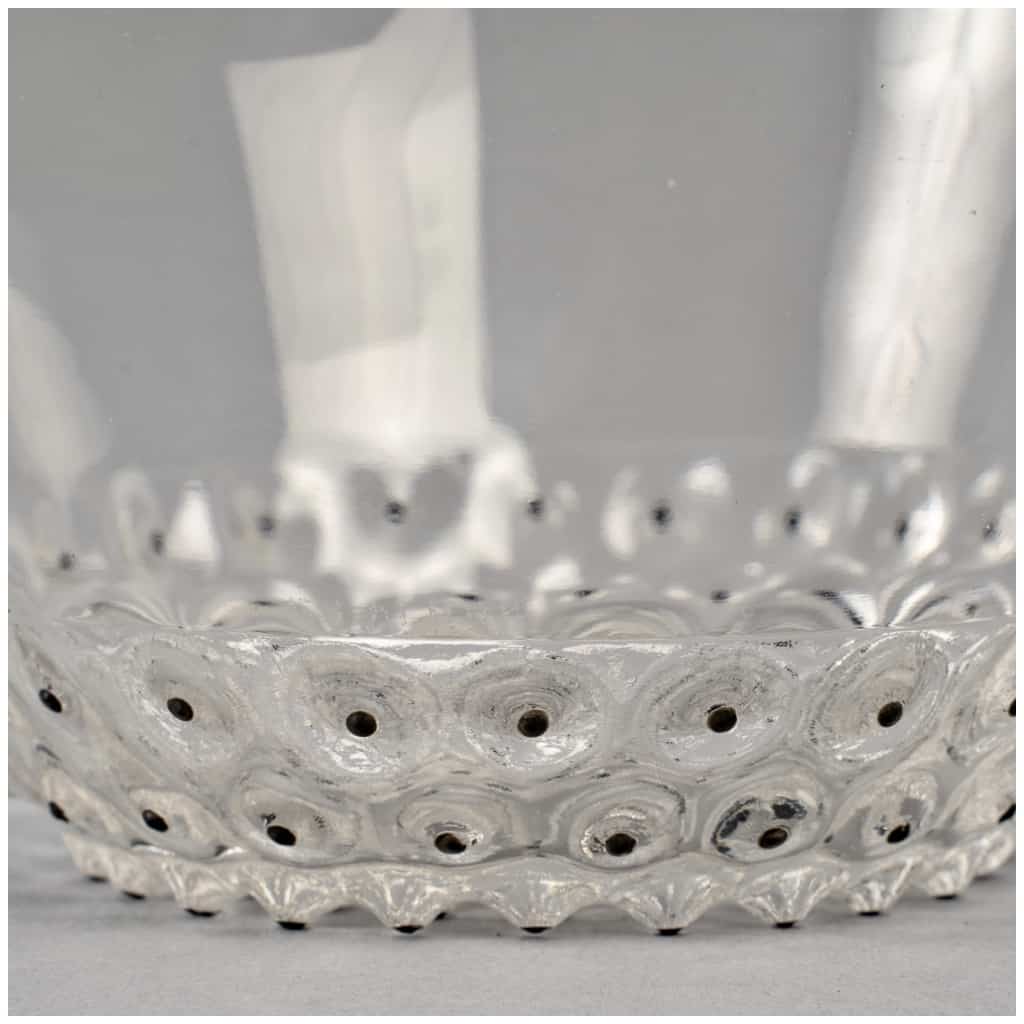 1934 René Lalique – Cup Bowls with Hands Cactus Black Enameled White Glass – 3 Pieces 8
