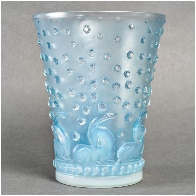 1938 René Lalique – Ajaccio Vase Blue Patinated Opalescent Glass