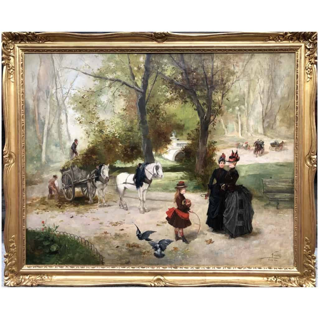 DE PAREDES Vincent Animation in the Tuileries Garden Oil on canvas signed 4