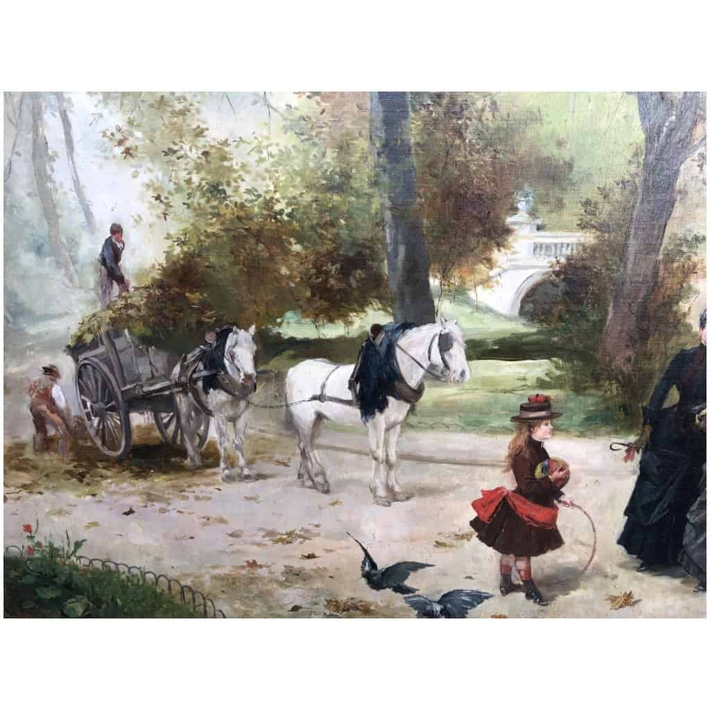 DE PAREDES Vincent Animation in the Tuileries Garden Oil on canvas signed 9