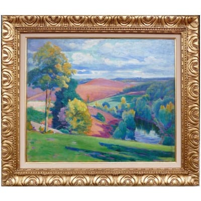 SMITH Alfred French School Edges of the Creuse stormy day Oil on canvas signed