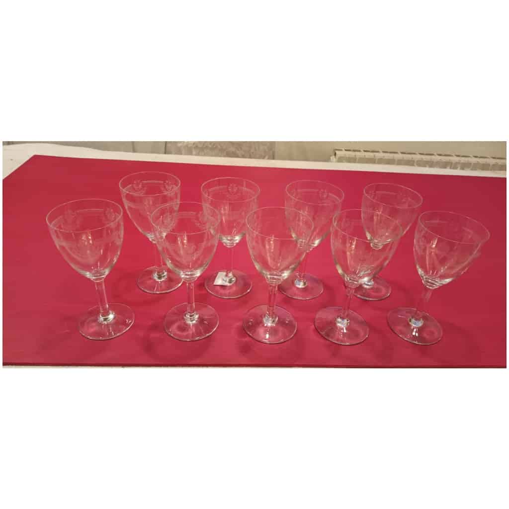 11 water glasses, 20 wine glasses from the Saint Louis crystal factory, Manon 3 model