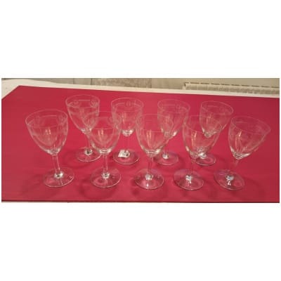 11 Verres à eau,20 verres à vin de la cristallerie Saint Louis modèle Manon