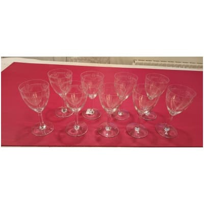 11 water glasses, 20 wine glasses from the Saint Louis crystal factory, Manon 3 model