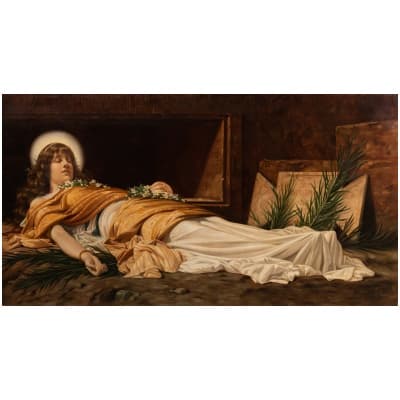 Théobald Chartran (1849-1907), La mort de Sainte-Cécile, huile sur toile, XIXe