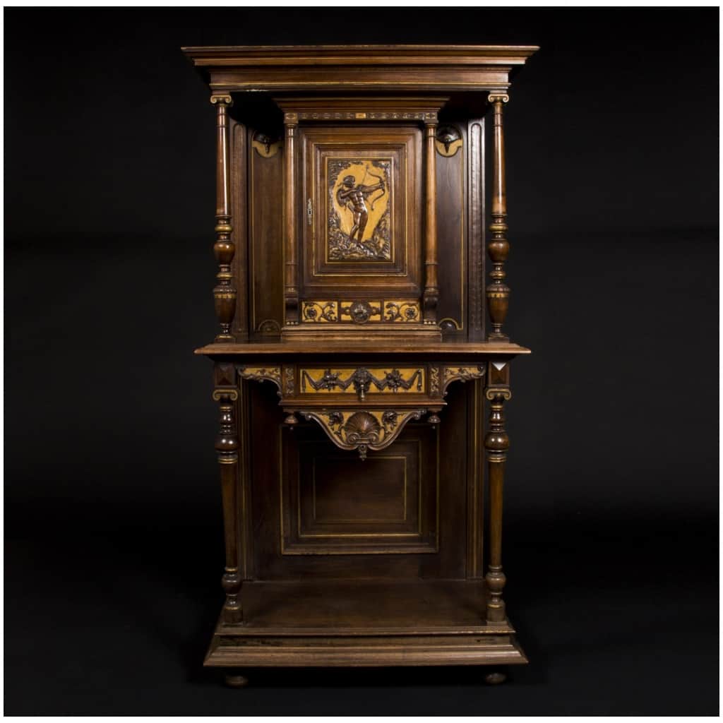 Cupid cabinet in carved and gilded walnut, XIXand 3