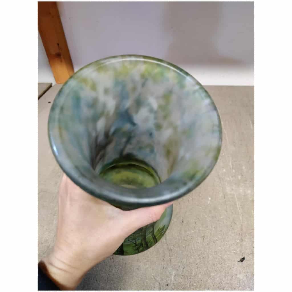 Daum Nancy : Vase Paysage Lacustre « Printemps » 12