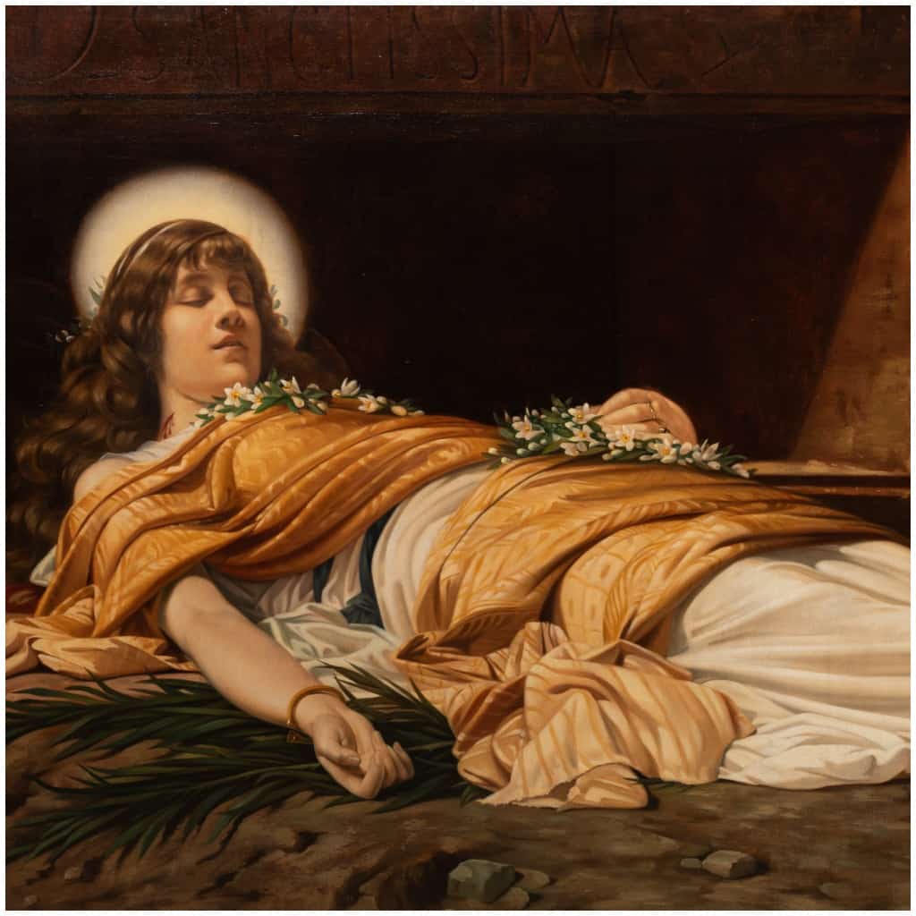 Théobald Chartran (1849-1907), La mort de Sainte-Cécile, huile sur toile, XIXe 4