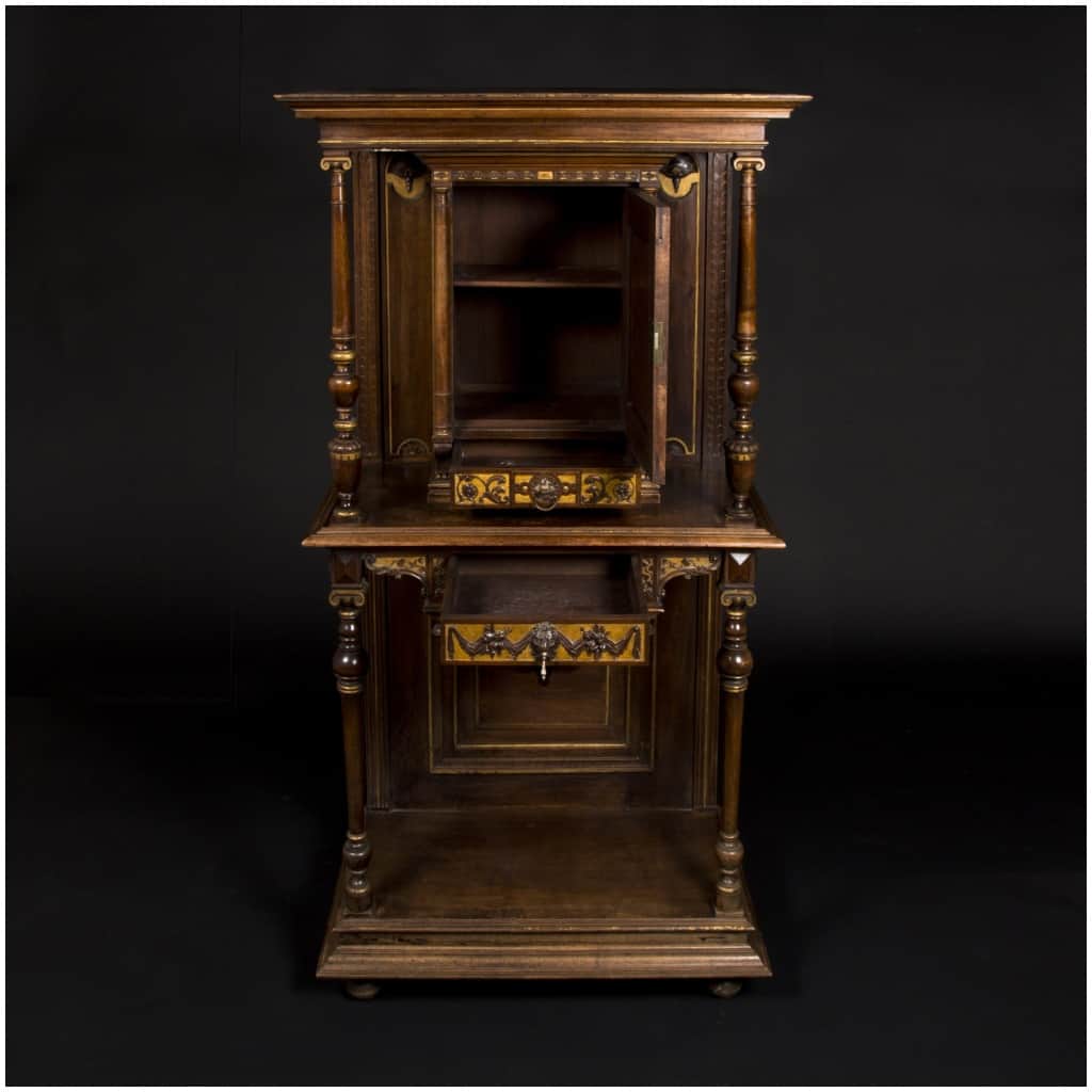 Cupid cabinet in carved and gilded walnut, XIXe 4