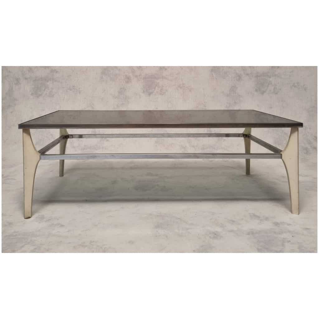 Italian coffee table – Metal & Smoked glass – Ca 1970 6