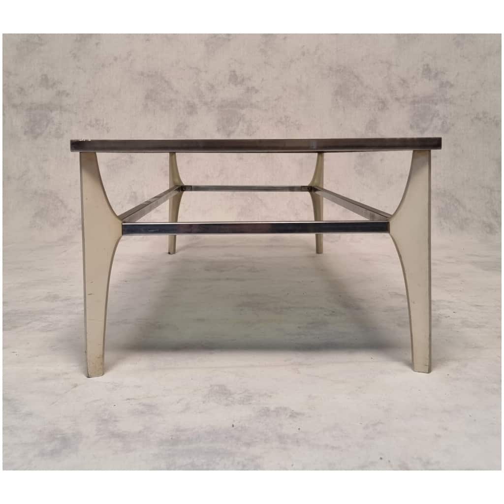 Italian coffee table – Metal & Smoked glass – Ca 1970 12