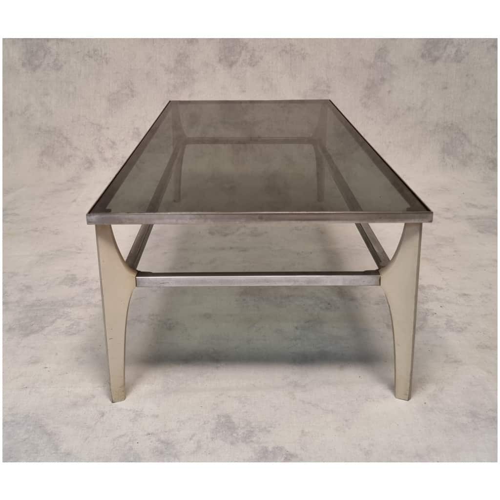 Italian coffee table – Metal & Smoked glass – Ca 1970 11