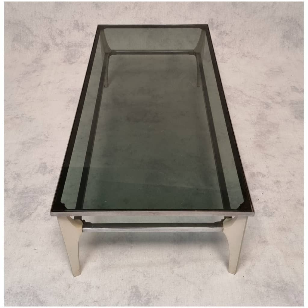 Table basse italienne – Metal & Verre fumé – Ca 1970 10