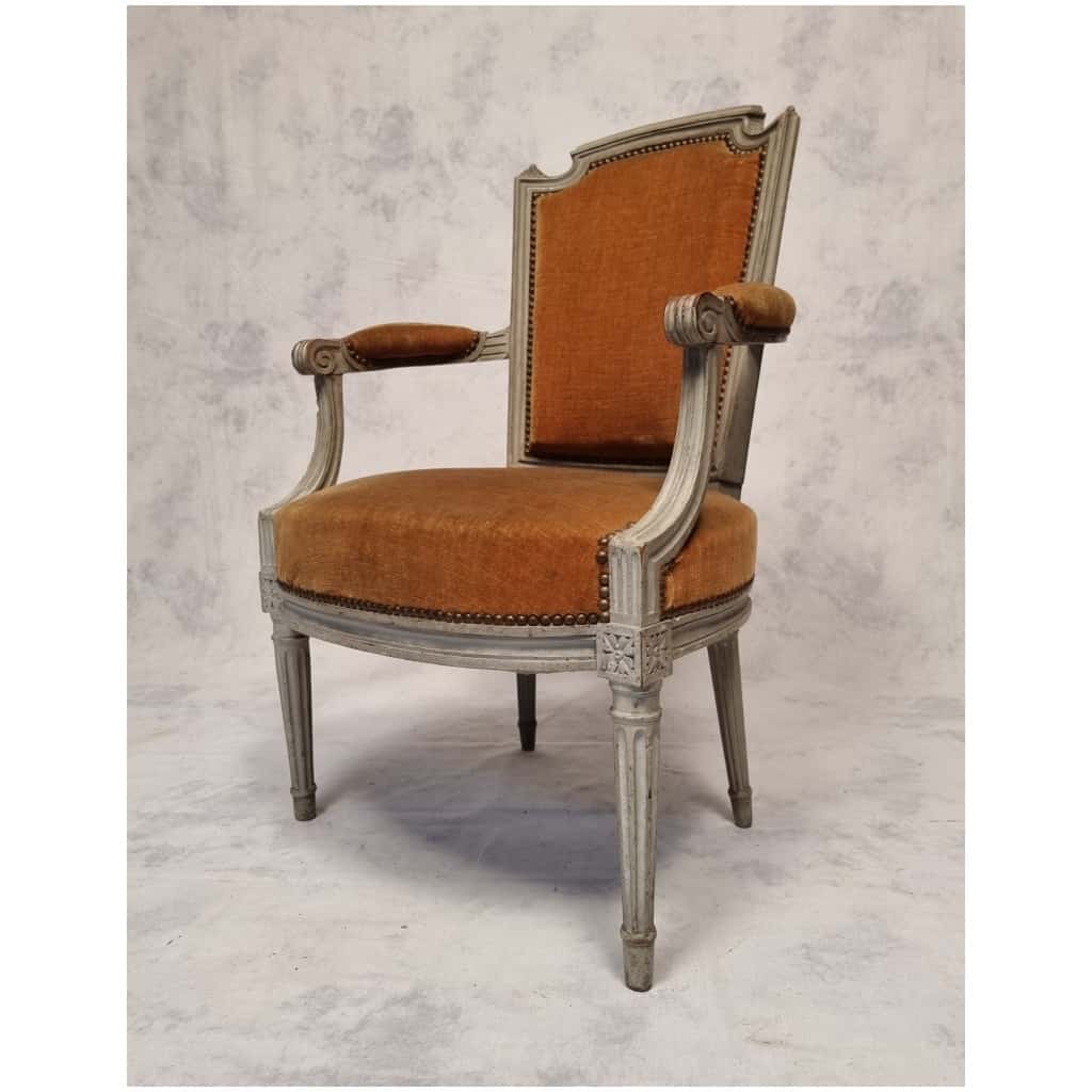 Paire de fauteuils Époque Louis XVI – Bois Laqué – 18ème 13
