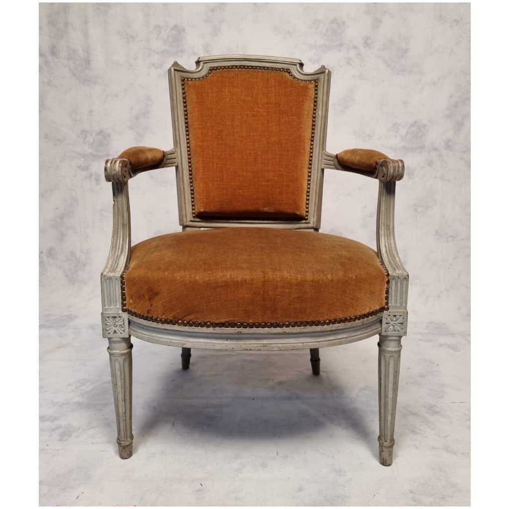 Paire de fauteuils Époque Louis XVI – Bois Laqué – 18ème 10