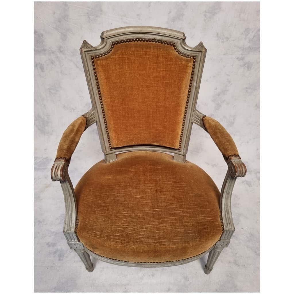 Paire de fauteuils Époque Louis XVI – Bois Laqué – 18ème 8