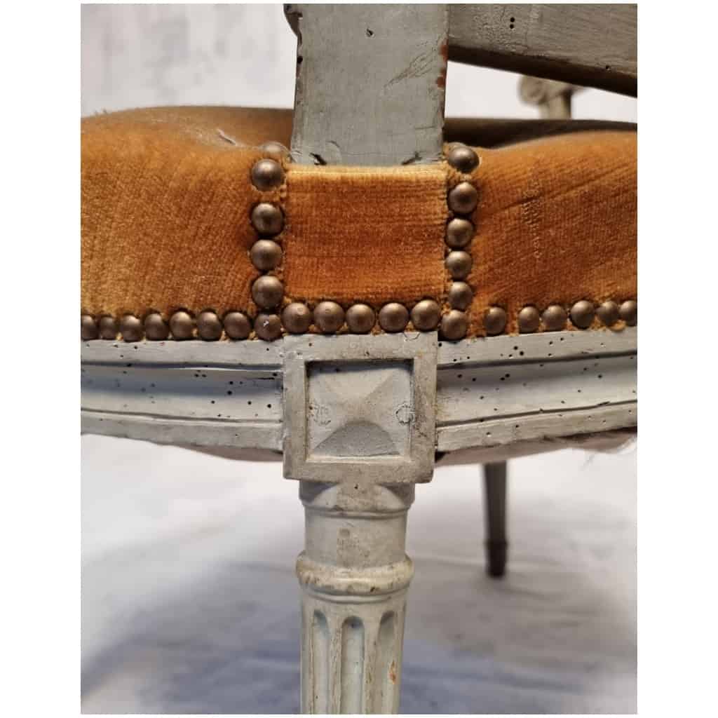 Paire de fauteuils Époque Louis XVI – Bois Laqué – 18ème 15