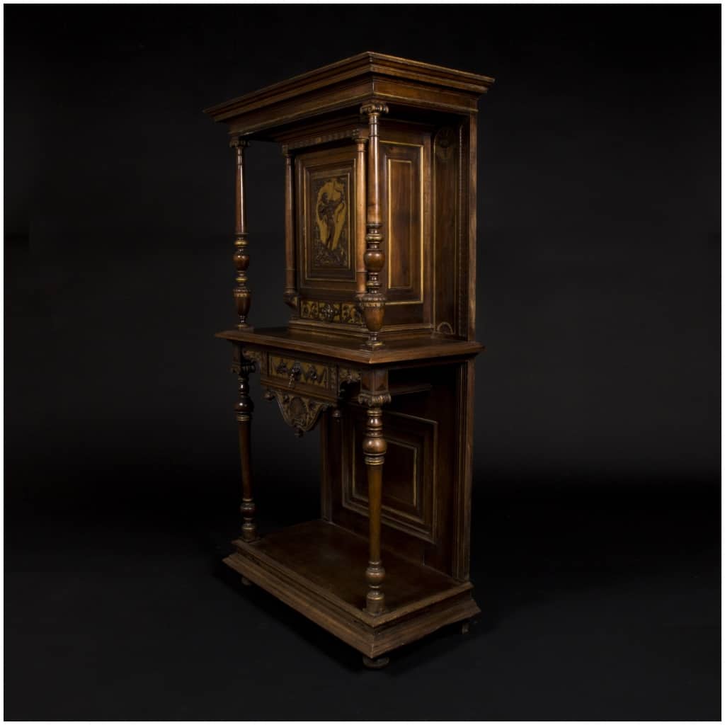 Cupid cabinet in carved and gilded walnut, XIXand 5