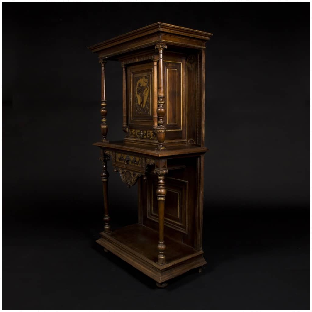 Cupid cabinet in carved and gilded walnut, XIXe 5