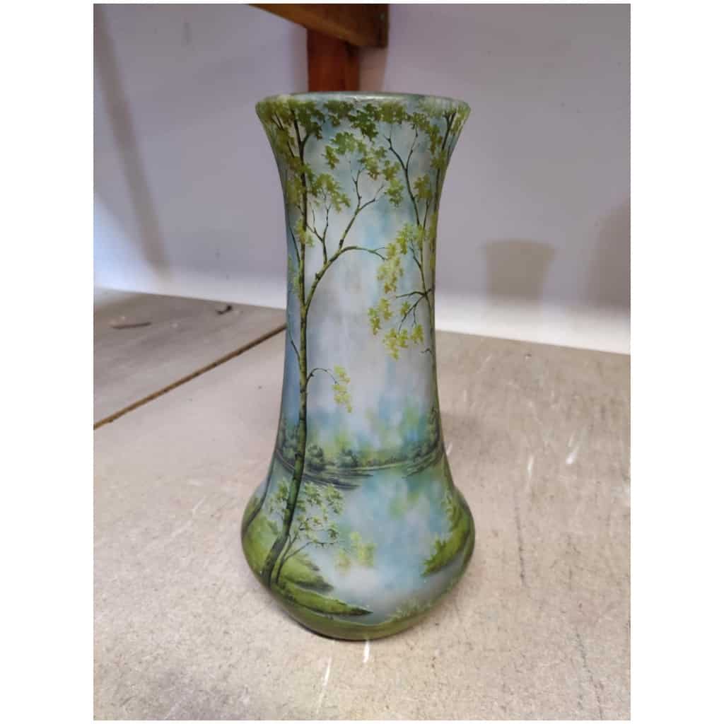 Daum Nancy: “Spring” Lake Landscape Vase 4