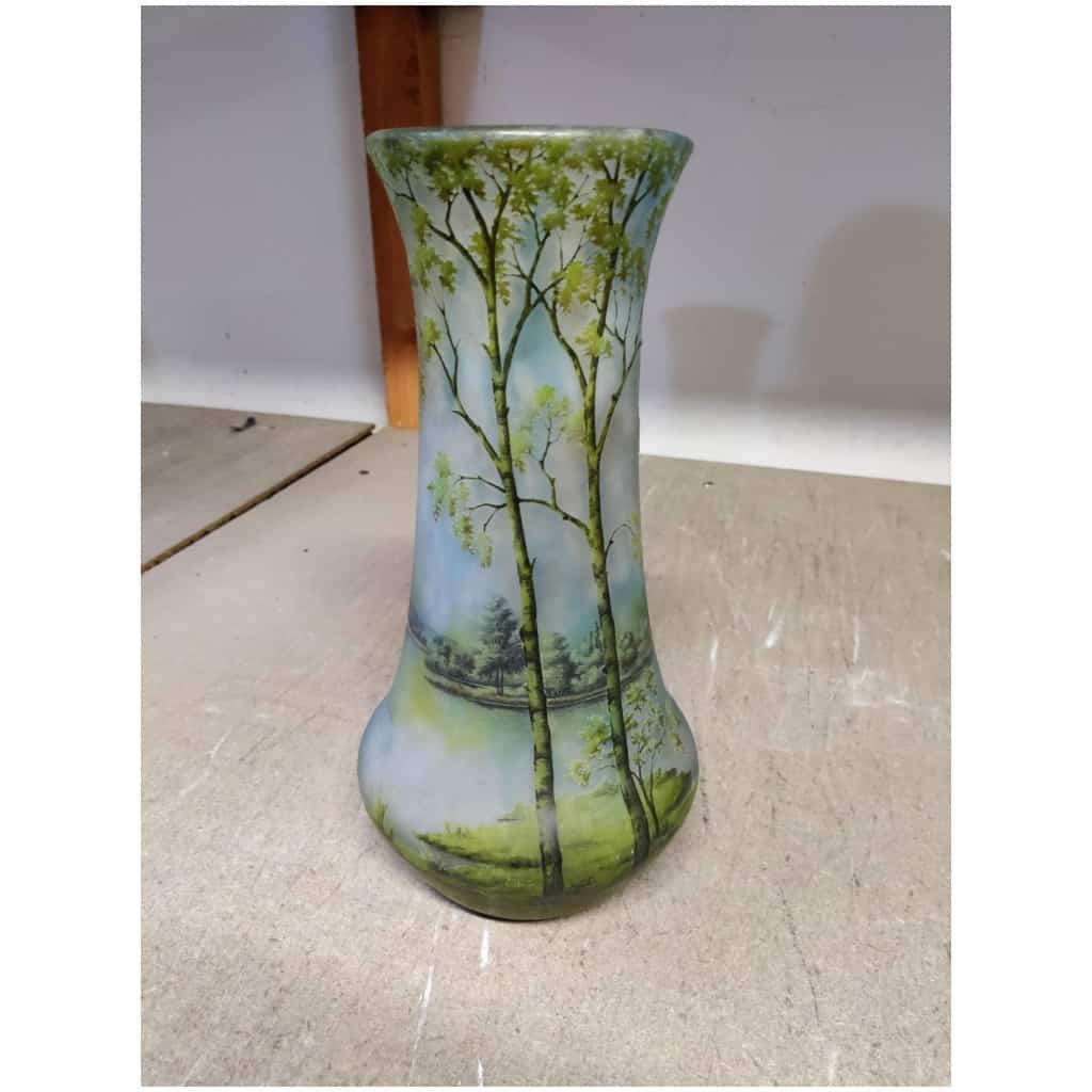 Daum Nancy: “Spring” Lake Landscape Vase 5