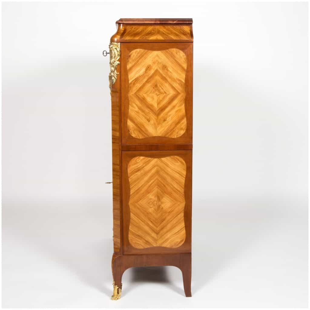 Secretaire inlaid with precious wood with medallion, XIXe 7