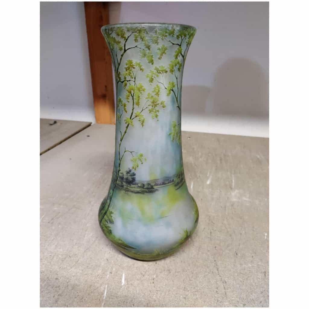 Daum Nancy : Vase Paysage Lacustre « Printemps » 6