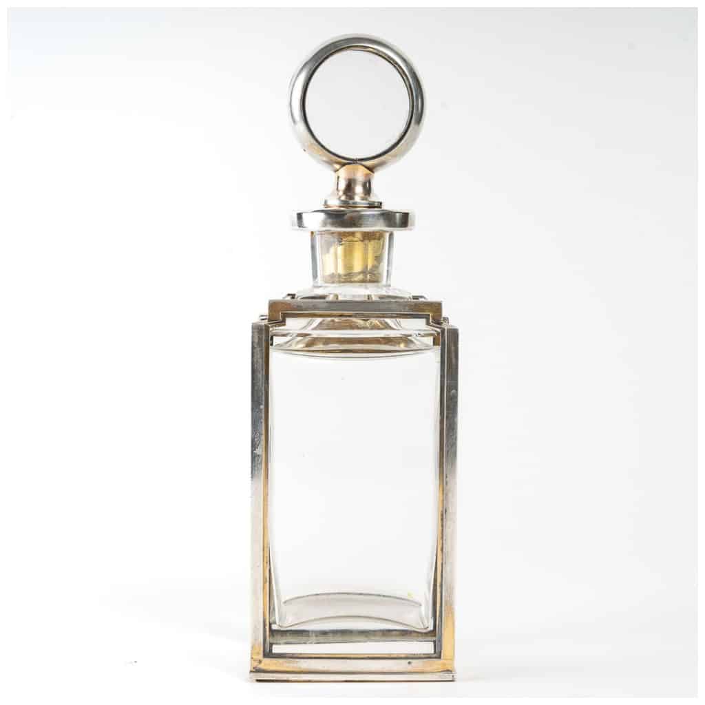 Lucien Falize: Pair of square section bottles in solid silver and crystal circa 1905 6