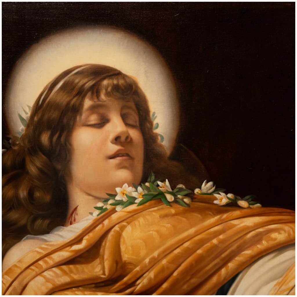Théobald Chartran (1849-1907), La mort de Sainte-Cécile, huile sur toile, XIXe 7