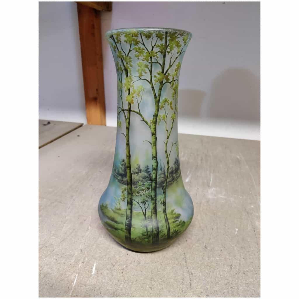 Daum Nancy: “Spring” Lake Landscape Vase 7