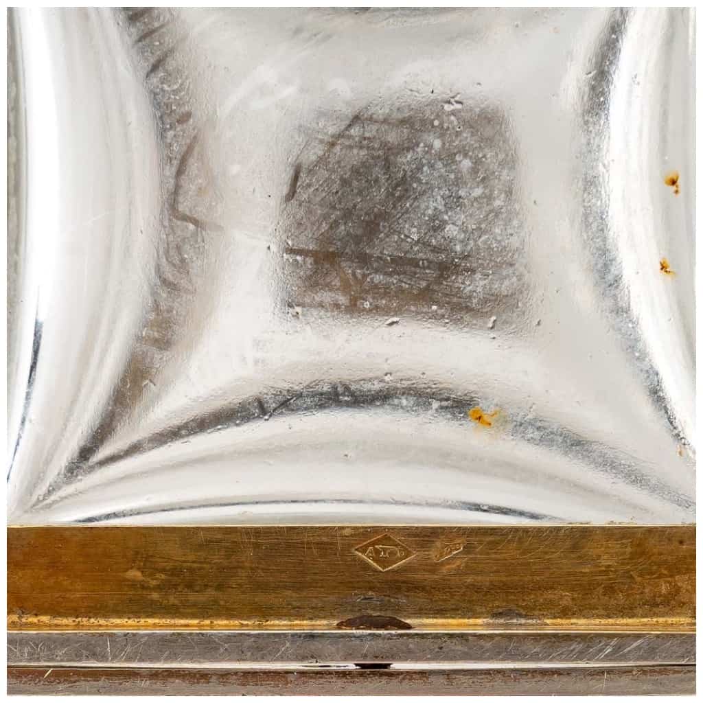 Lucien Falize : Paire de flacons a section carré en argent massif et cristal circa 1905 9