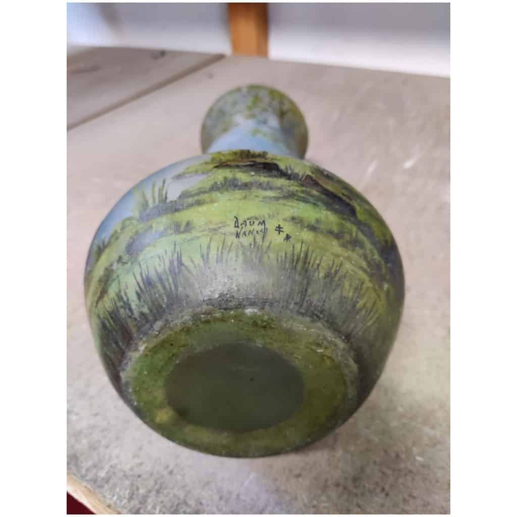 Daum Nancy : Vase Paysage Lacustre « Printemps » 10