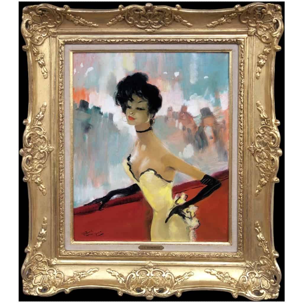 DOMERGUE Jean Gabriel Tableau XXè Siècle Casino de Paris Huile Sur Isorel Signée 9