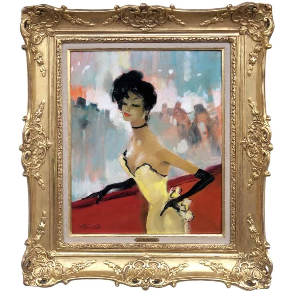 DOMERGUE Jean Gabriel Tableau XXè Siècle Casino de Paris Huile Sur Isorel Signée 3