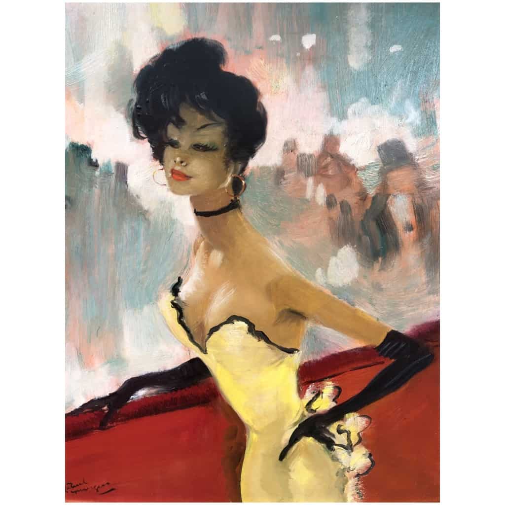 DOMERGUE Jean Gabriel Tableau XXè Siècle Casino de Paris Huile Sur Isorel Signée 7