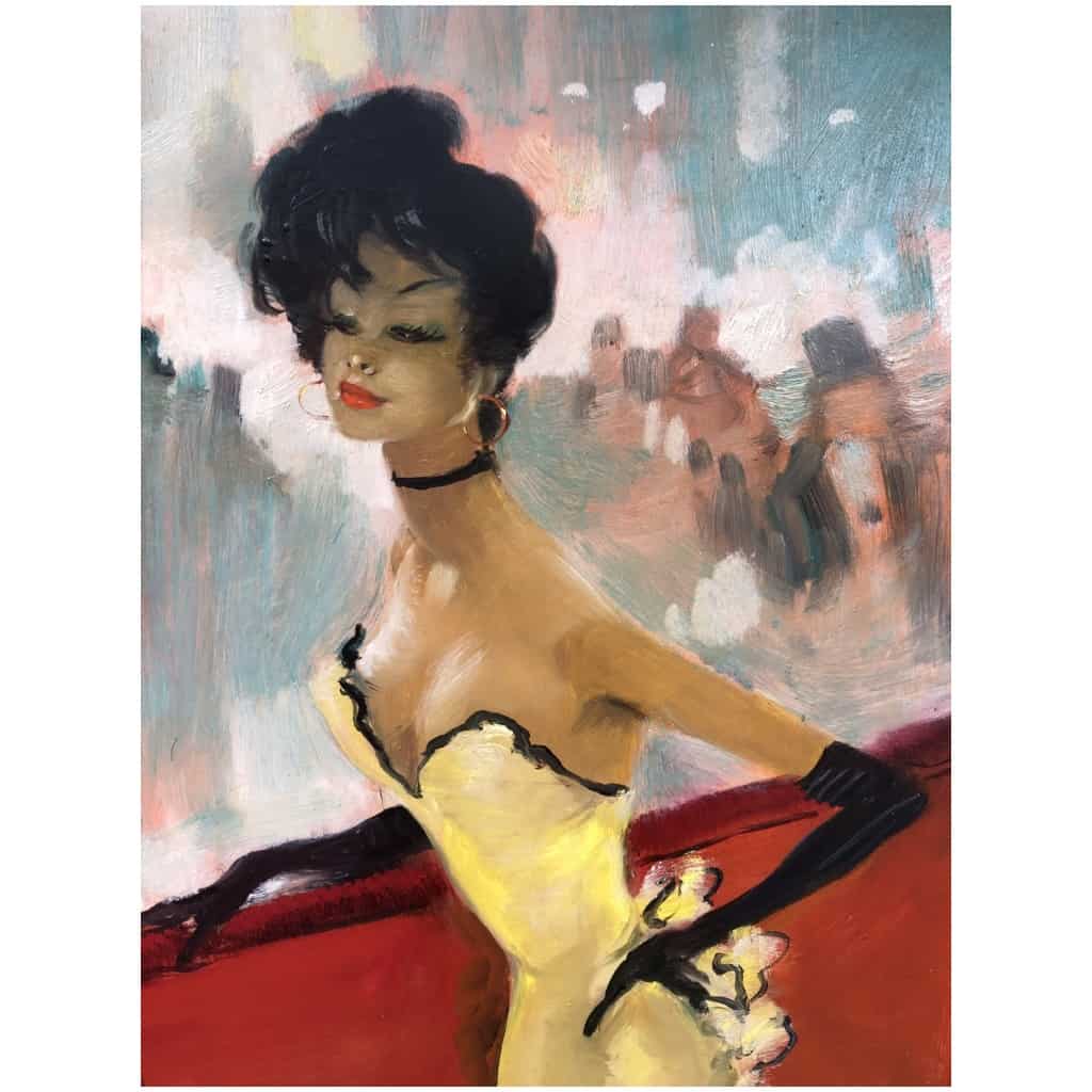 DOMERGUE Jean Gabriel Tableau XXè Siècle Casino de Paris Huile Sur Isorel Signée 6