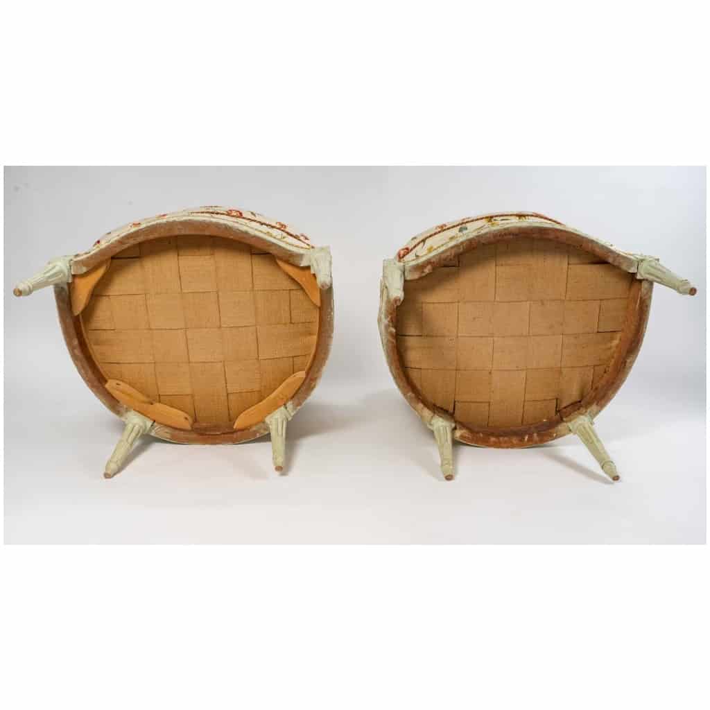 Claude Gorgu – Paire de Bergères en hêtre laqué époque Louis XVI vers 1790 provenant de l’Hôtel de Jarnac 9