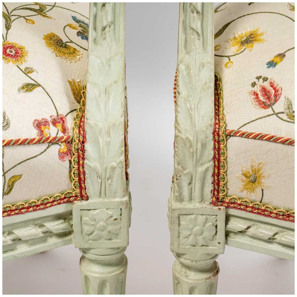 Claude Gorgu – Quatre fauteuils en hêtre laqué époque Louis XVI vers 1790 provenant de l’Hôtel de Jarnac 7