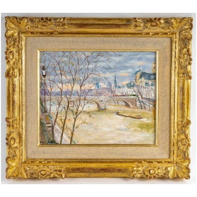 Serge Belloni « Le peintre de Paris » – Les Quais de Seine vers 1970-1980 huile sur toile