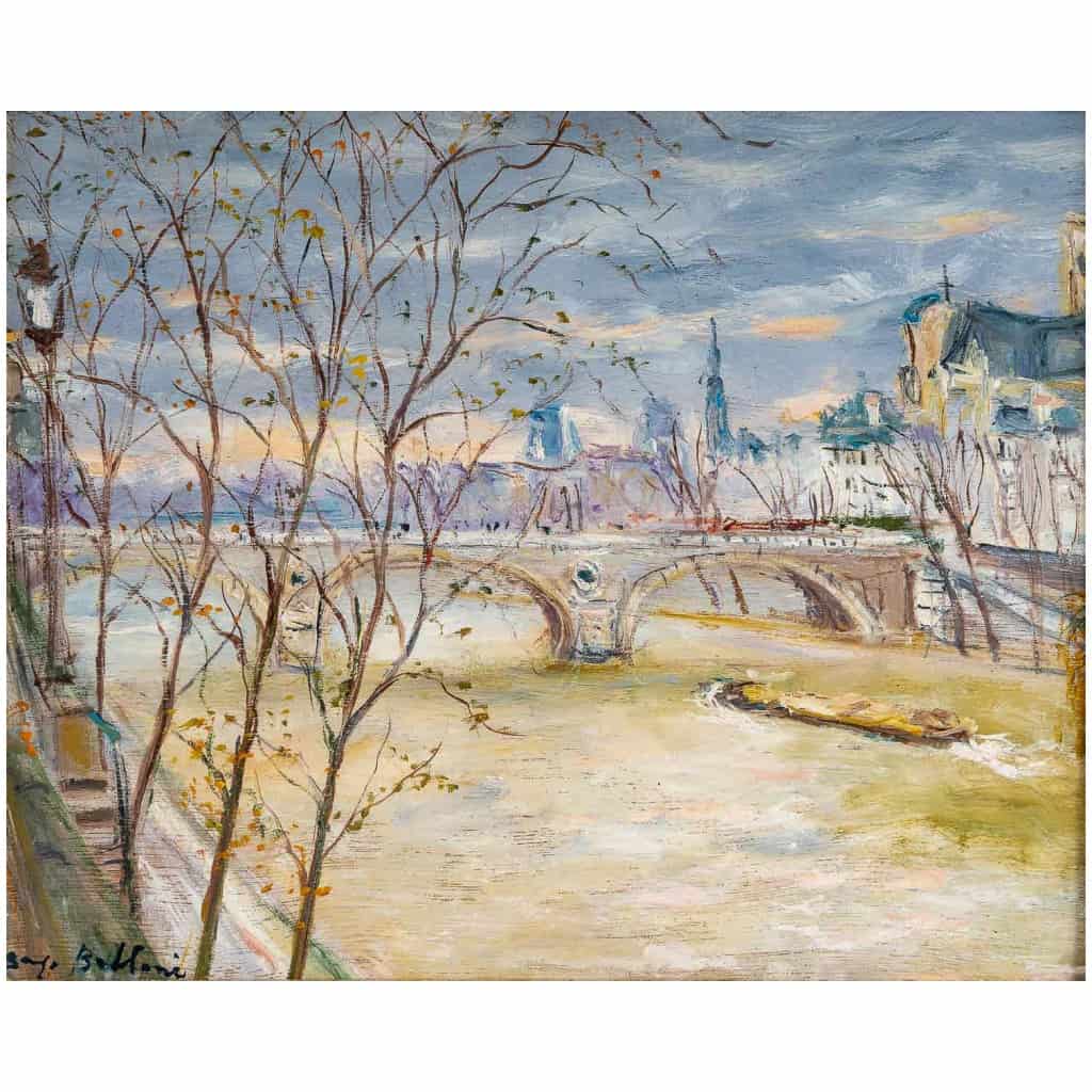Serge Belloni « Le peintre de Paris » – Les Quais de Seine vers 1970-1980 huile sur toile 4