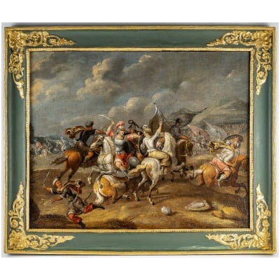 Philips Wouwerman (atelier) – Combat de cavalerie entre Orientaux et Impériaux huile sur toile vers 1660