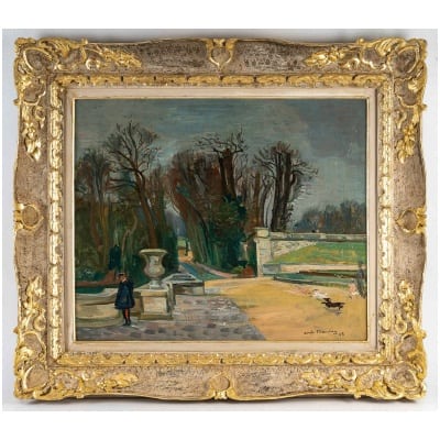 André Planson (1898-1981) Flânerie dans un Parc de La Ferté sous Jouarre huile sur toile vers 1943