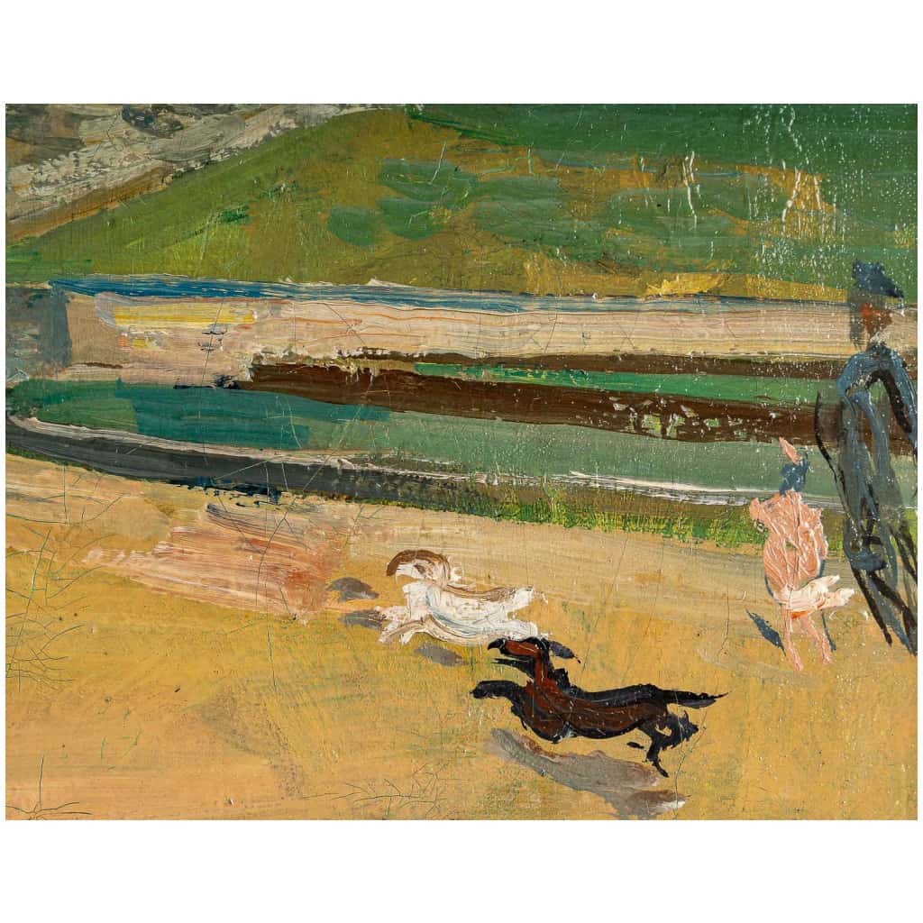 André Planson (1898-1981) Flânerie dans un Parc de La Ferté sous Jouarre huile sur toile vers 1943 7