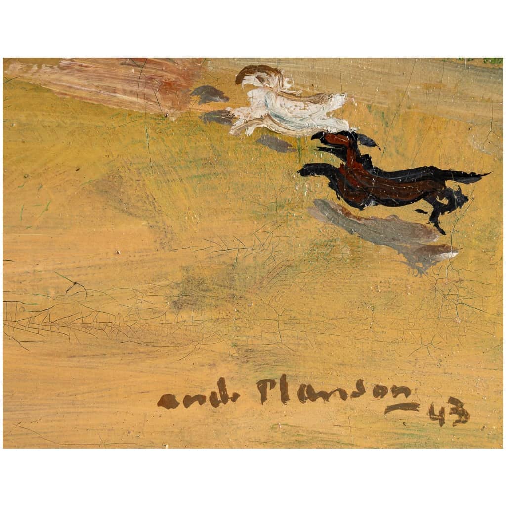 André Planson (1898-1981) Flânerie dans un Parc de La Ferté sous Jouarre huile sur toile vers 1943 8