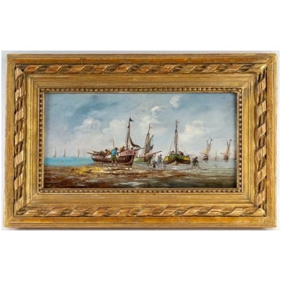 Pierre Julien GILBERT – Pêcheurs sur la Gréve huile sur panneau vers 1820-1850
