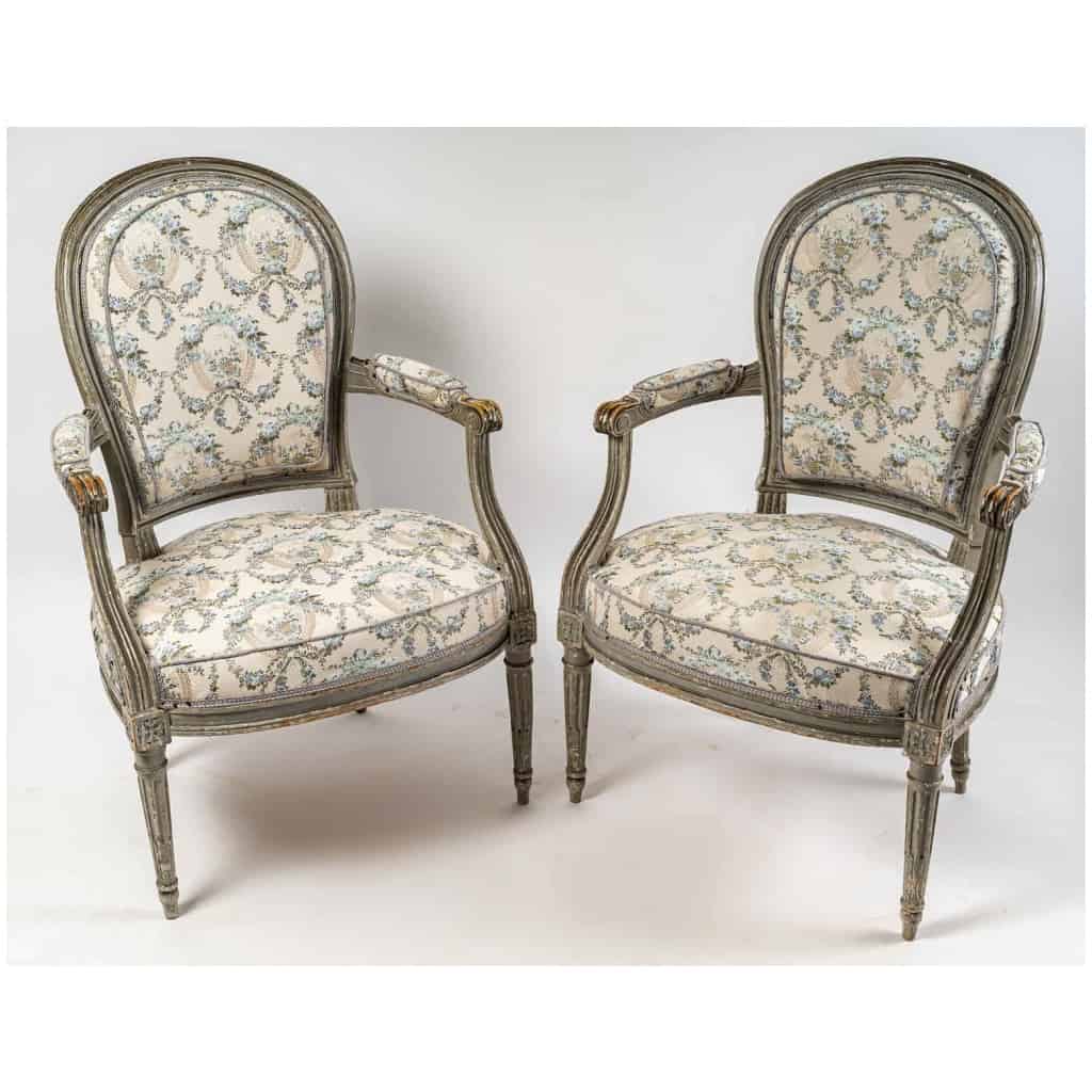 Nicolas-Louis Mariette Maître en 1770 – Paire de fauteuils à dossiers en fer à cheval d’époque Louis XVI 4