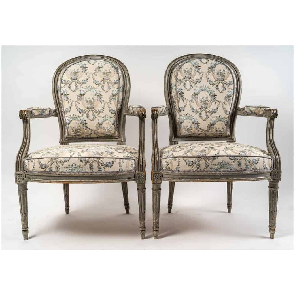 Nicolas-Louis Mariette Maître en 1770 – Paire de fauteuils à dossiers en fer à cheval d’époque Louis XVI 3