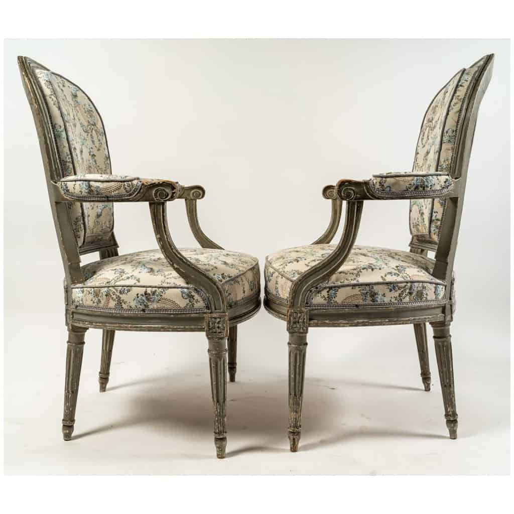 Nicolas-Louis Mariette Maître en 1770 – Paire de fauteuils à dossiers en fer à cheval d’époque Louis XVI 6