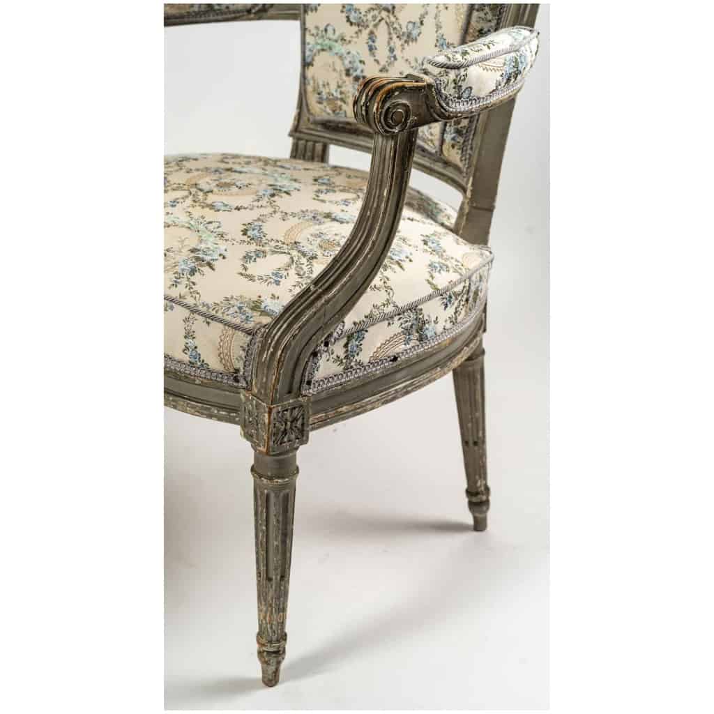 Nicolas-Louis Mariette Maître en 1770 – Paire de fauteuils à dossiers en fer à cheval d’époque Louis XVI 7