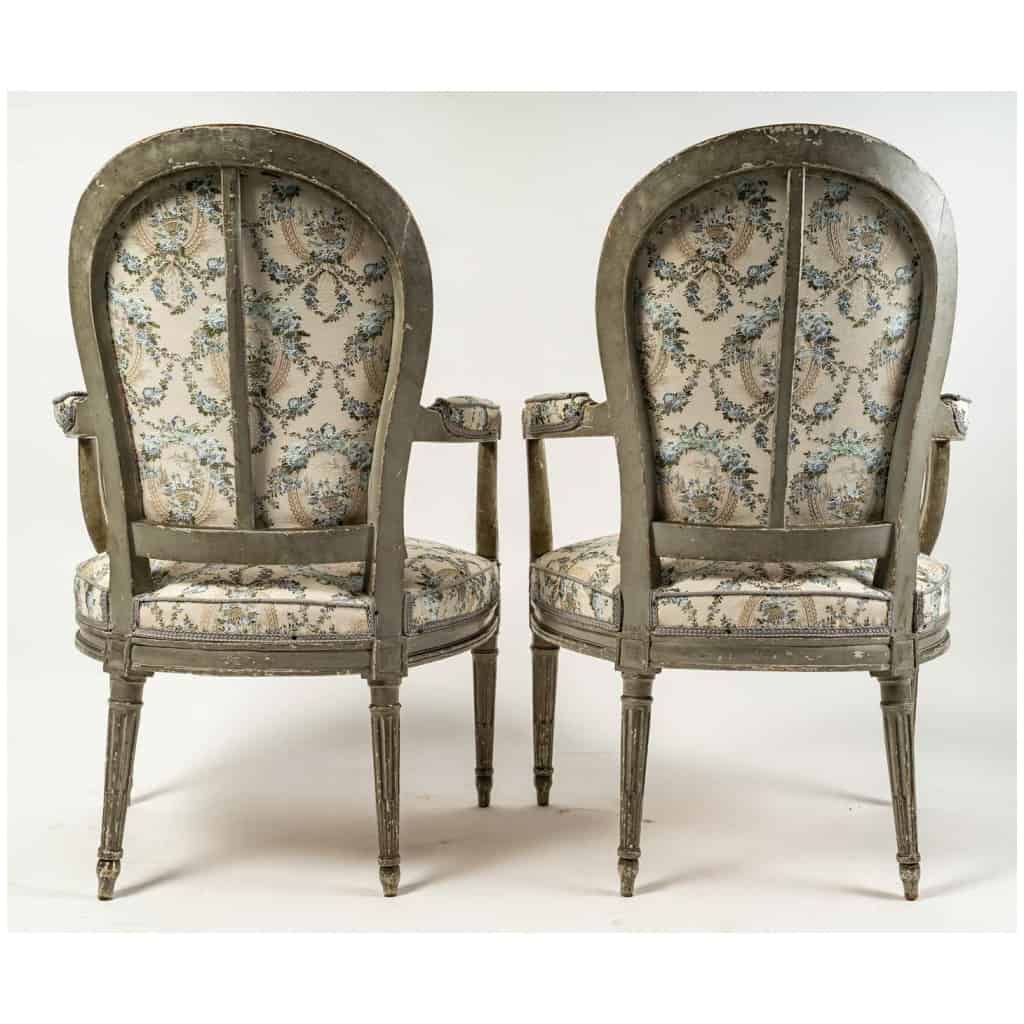 Nicolas-Louis Mariette Maître en 1770 – Paire de fauteuils à dossiers en fer à cheval d’époque Louis XVI 8